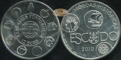 Португалия. 10 евро. 2010 (Unc. Серебро)