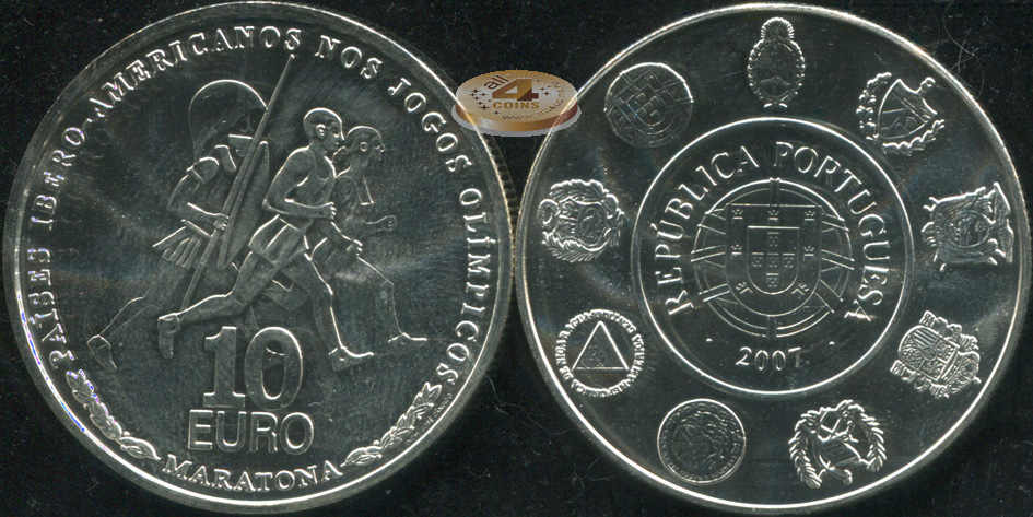 Португалия. 10 евро. 2007 (Unc. Серебро)