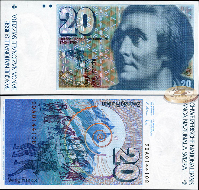 Швейцария. 20 франков (Unc) 1990