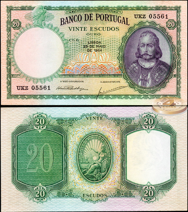 Португалия. 20 эскудо (aUnc++) 1954