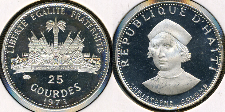Гаити. 25 гурдов. 1973 (Proof. Серебро)