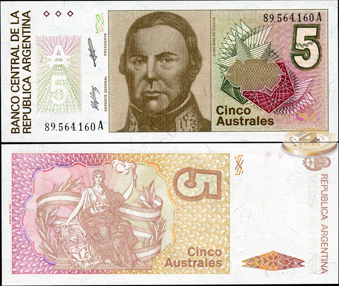 Аргентина. 5 аустралей (Unc) 1987