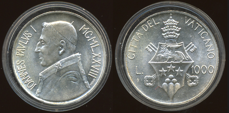 Ватикан. 1000 лир. 1978 (Unc) Серебро