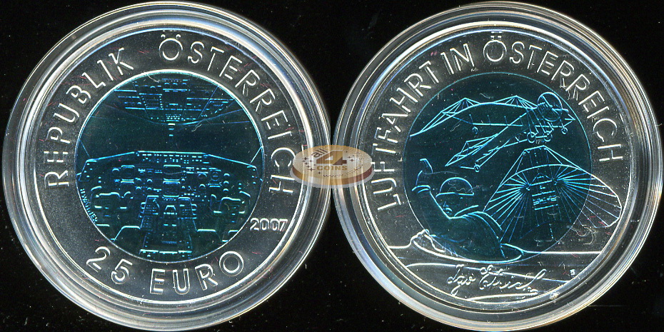 Австрия. 25 евро. 2007 (Unc. Биметалл (Серебро/Ниобий))