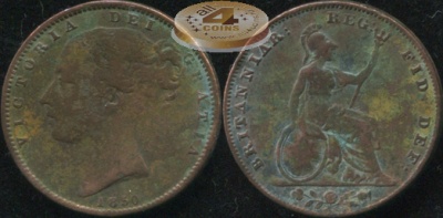 Великобритания. 1 фартинг. 1850. (VF-/F)