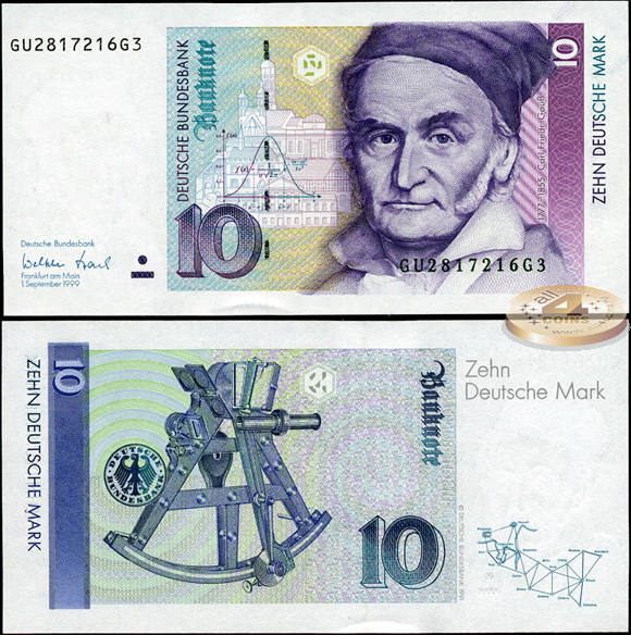 Германия (ФРГ). 10 марок (Unc) 1999