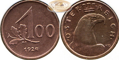 Австрия. 100 крон. 1924 (Unc)