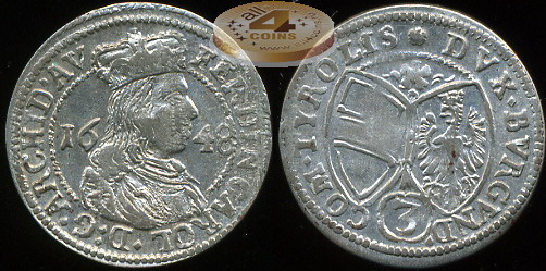 Священная Римская империя. Грошен. 1648 (VF. Серебро)