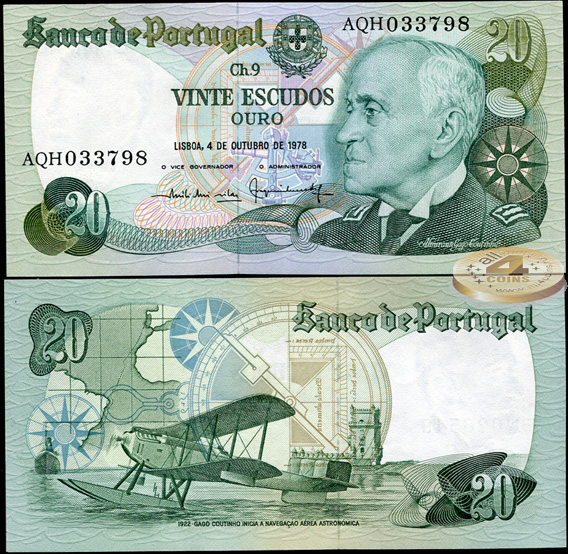 Португалия. 20 эскудо (Unc) 1978