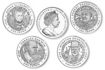 Фолклендские о-ва. Великие Британцы (Proof. 4 монеты) 2007