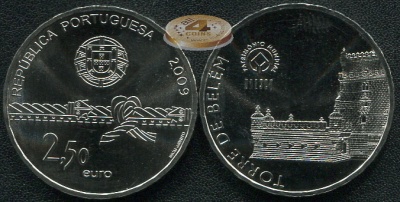 Португалия. 2.5 евро. 2009 (Unc)