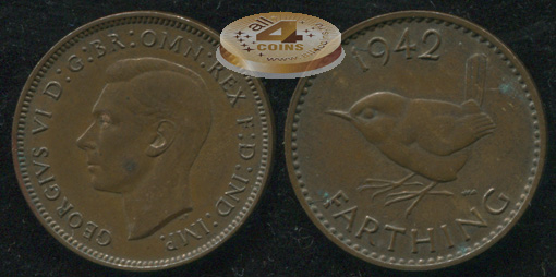 Великобритания. 1 фартинг. 1942 (aUnc)