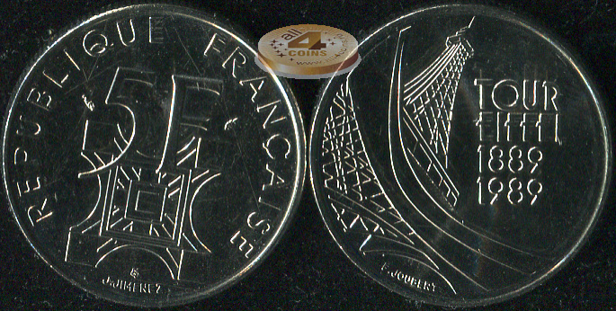 Франция. 5 франков. 1989 (Unc)