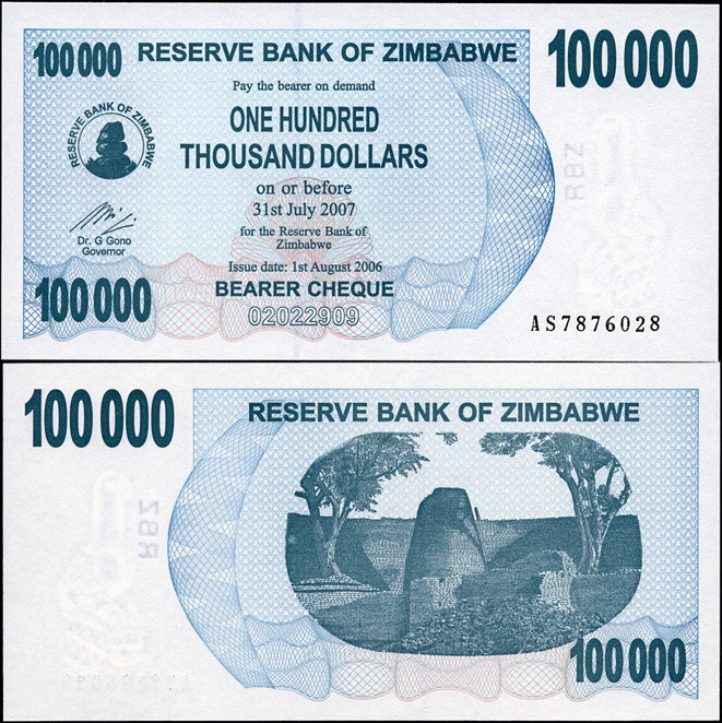 Зимбабве. 100000 долларов (Unc) 2006