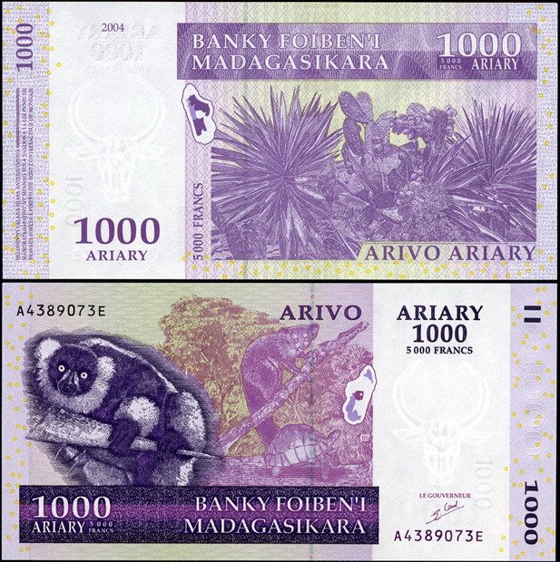 Мадагаскар. 1000 ариари (Unc) 2004