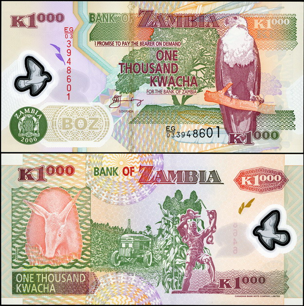 Замбия. 1000 квача (Unc. Пластик) 2006
