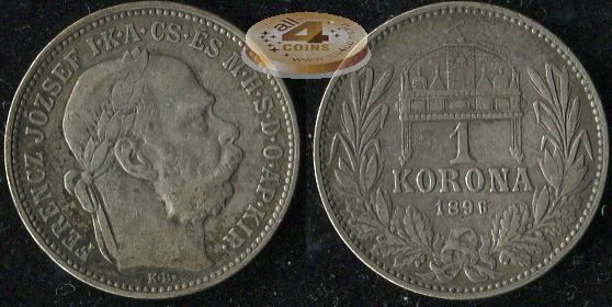 Австро-Венгрия (Венгрия). 1 корона. 1896 (VF+. Серебро)