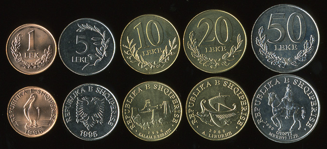 Албания. Набор №3 (5 монет) 1995-2000