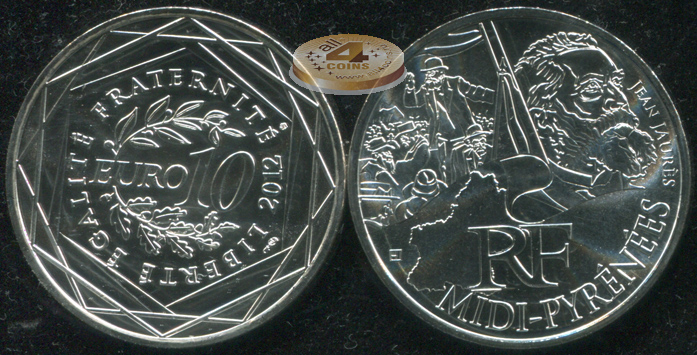 Франция. 10 евро. 2012 (Unc. Серебро)