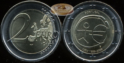 Португалия. 2 евро. 2009 (Unc. Биметалл)