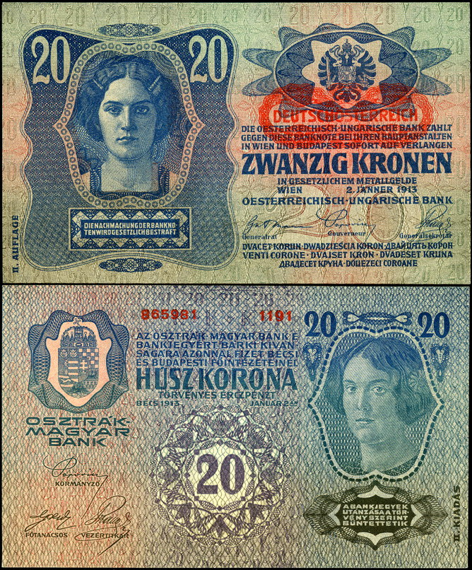 Австрия. 20 крон (Unc) 1919